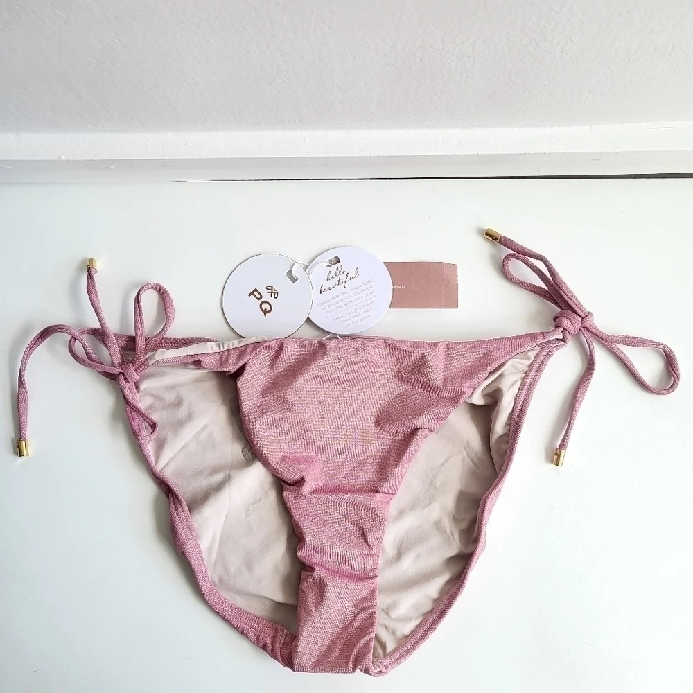 New PQ Swim Namaste Barbie Pink Full Tie Bikini Bottoms NWT Size Medium - Picture 9 of 14